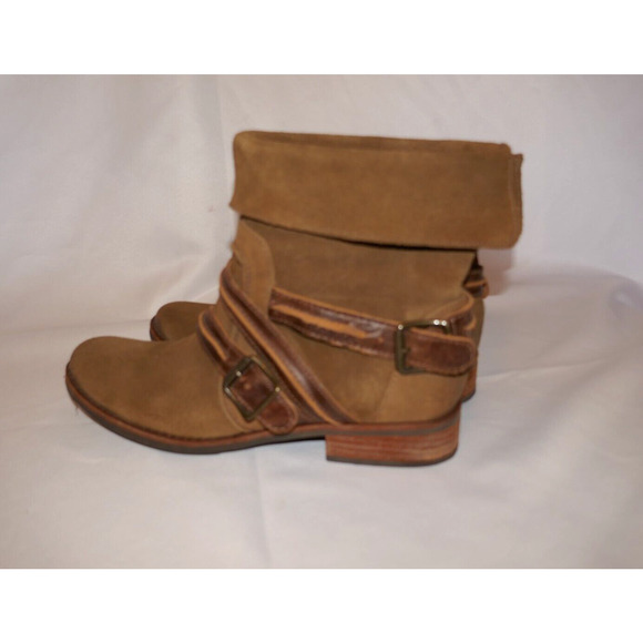 Matisse Prospector Boots Women’s Size 8.5 M Tan Suede Leather Cross Straps Ankle - Picture 8 of 16
